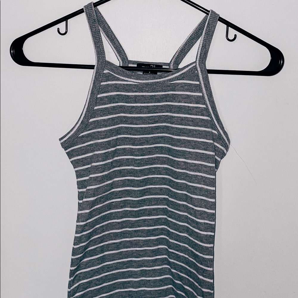 RUE21 halter gray w/ white stripes top